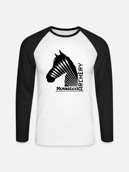 Mounted Archery Horse black - Unisex Long Sleeve Baseball T-Shirt - white/black
