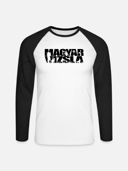 MAGYAR VIZSLA Jagdhund - Unisex Baseballshirt langarm - Weiß/Schwarz
