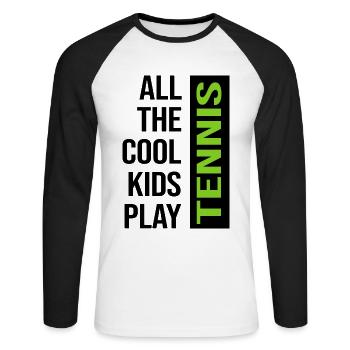 Tennis Tennis Match Tennis Player Match Ball - Unisex Long Sleeve Baseball T-Shirt - white/black - Front - Nik (191cm)
