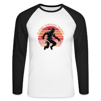 Trancher à travers le silence - T-shirt baseball manches longues Homme - blanc/noir - Devant - Nik (191cm)