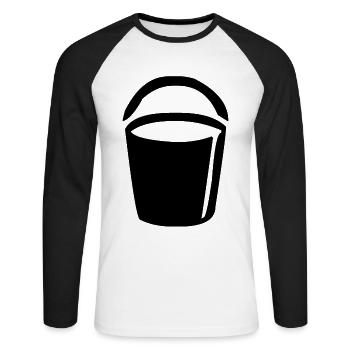 Zum Putzen brauche ich einen Eimer voller Wasser - Unisex Baseballshirt langarm - Weiß/Schwarz - Vorne - Nik (191cm)