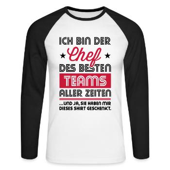 Chef Lustig Geschenk bestes Team aller Zeiten 2C - Unisex Baseballshirt langarm - Weiß/Schwarz - Vorne - Nik (191cm)
