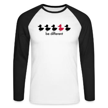 être différente bec de canard de canard Iroquois - T-shirt baseball manches longues Homme - blanc/noir - Devant - Nik (191cm)