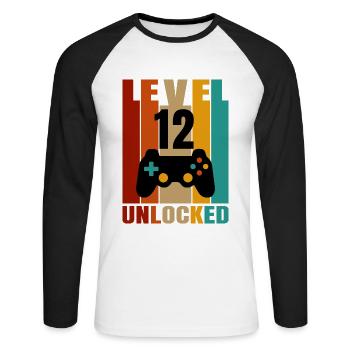 12th birthday gamer - Unisex Long Sleeve Baseball T-Shirt - white/black - Front - Nik (191cm)