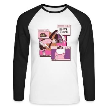 Minions Poppy Prescott Avec Renfield - T-shirt baseball manches longues Homme - blanc/noir - Devant - Nik (191cm)