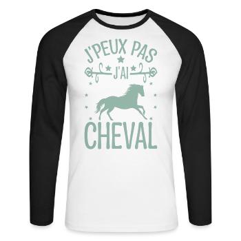 I can't I have horse - Unisex Long Sleeve Baseball T-Shirt - white/black - Front - Nik (191cm)