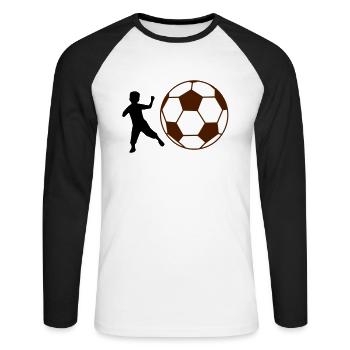 Kind Fußball - Unisex Baseballshirt langarm - Weiß/Schwarz - Vorne - Nik (191cm)