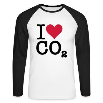 Ich liebe CO2 - Unisex Baseballshirt langarm - Weiß/Schwarz - Vorne - Nik (191cm)