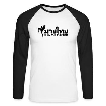 Muay Thai Fighting - Unisex Long Sleeve Baseball T-Shirt - white/black - Front - Nik (191cm)