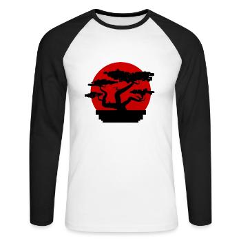 Bonsaï Japon Arbre Tokyo Drapeau Arts Martiaux - T-shirt baseball manches longues Homme - blanc/noir - Devant - Nik (191cm)