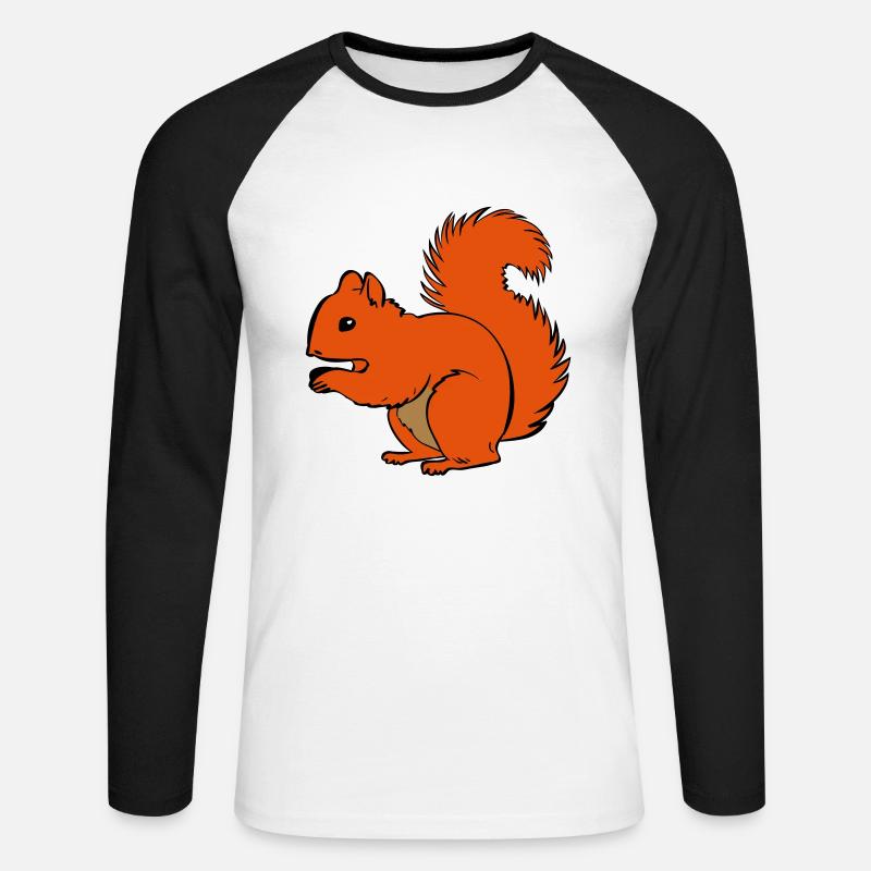 Eichhörnchen - Unisex Baseballshirt langarm - Weiß/Schwarz