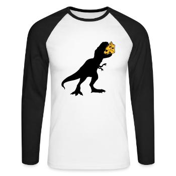t rex monstre dinosaure dinosaure dino viande - T-shirt baseball manches longues Homme - blanc/noir - Devant - Nik (191cm)