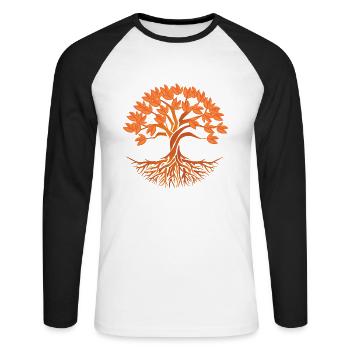 PEACE LOVE TREE - Unisex Long Sleeve Baseball T-Shirt - white/black - Front - Nik (191cm)