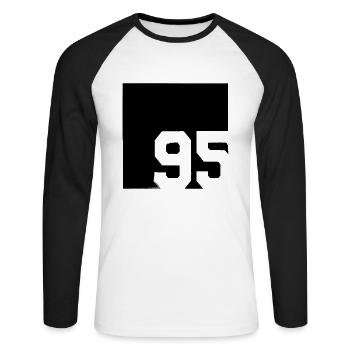 1995 vintage born birthday 95s gift - Unisex Long Sleeve Baseball T-Shirt - white/black - Front - Nik (191cm)