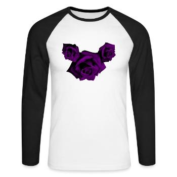 Roses - Roses violettes - T-shirt baseball manches longues Homme - blanc/noir - Devant - Nik (191cm)