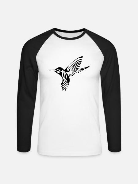 humming-bird - Unisex Long Sleeve Baseball T-Shirt - white/black