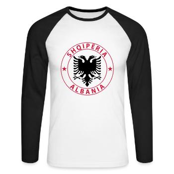 Albania - Unisex Baseballshirt langarm - Weiß/Schwarz - Vorne - Nik (191cm)