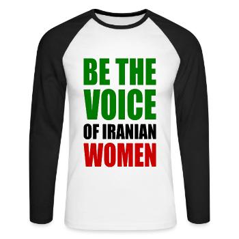 Be the voice of iranian women - Unisex Long Sleeve Baseball T-Shirt - white/black - Front - Nik (191cm)