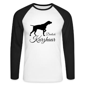 Deutsch Kurzhaar solo Variante 1 - Unisex Baseballshirt langarm - Weiß/Schwarz - Vorne - Nik (191cm)