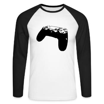 contrôleur - T-shirt baseball manches longues Homme - blanc/noir - Devant - Nik (191cm)