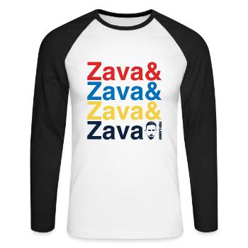 Ted Lasso Écriture Zava En Couleurs - T-shirt baseball manches longues Homme - blanc/noir - Devant - Nik (191cm)