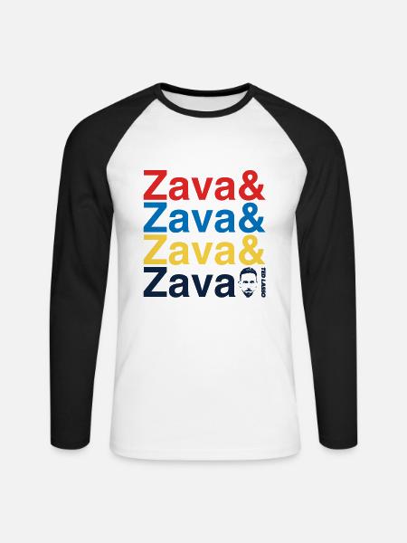 Ted Lasso Zava Schriftzug Bunt - Unisex Baseballshirt langarm - Weiß/Schwarz