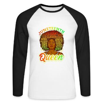 Juneteenth Black History Day Pride Gift - Unisex Long Sleeve Baseball T-Shirt - white/black - Front - Nik (191cm)