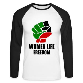 Women life freedom - T-shirt baseball manches longues Homme - blanc/noir - Devant - Nik (191cm)