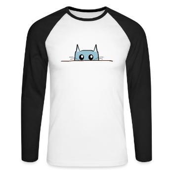 Table de BD chat - T-shirt baseball manches longues Homme - blanc/noir - Devant - Nik (191cm)