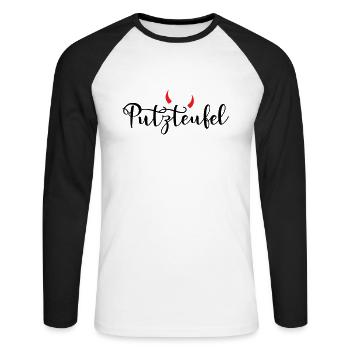 Putzteufel Putzfrau Putzmann sauber Teufel Hörner - Unisex Baseballshirt langarm - Weiß/Schwarz - Vorne - Nik (191cm)