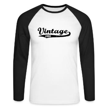 Vintage 1986 - T-shirt baseball manches longues Homme - blanc/noir - Devant - Nik (191cm)