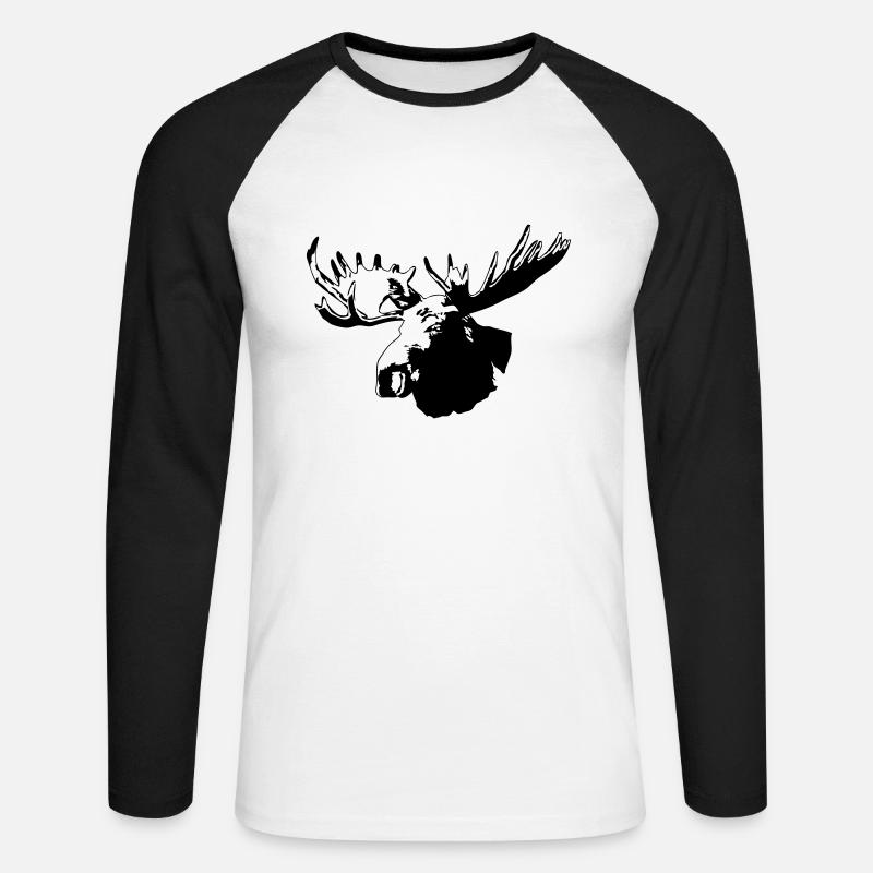 elch - elk - moose - jagd - jäger - Unisex Baseballshirt langarm - Weiß/Schwarz