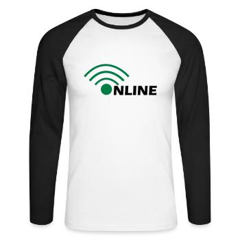 en ligne - T-shirt baseball manches longues Homme - blanc/noir - Devant - Nik (191cm)