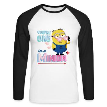 Minions Dave You're One In A Minion Funny Design - Unisex Long Sleeve Baseball T-Shirt - white/black - Front - Nik (191cm)