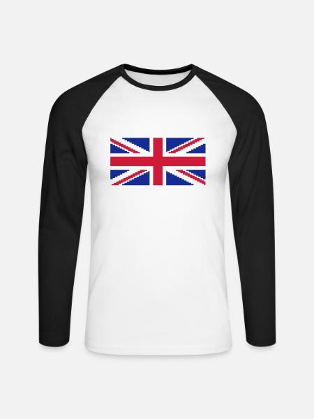 Union Pixel Jack UK Flag - Unisex Long Sleeve Baseball T-Shirt - white/black