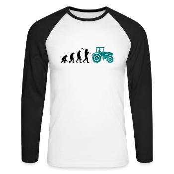 Evolution Farmer and Tractor - Unisex Long Sleeve Baseball T-Shirt - white/black - Front - Nik (191cm)