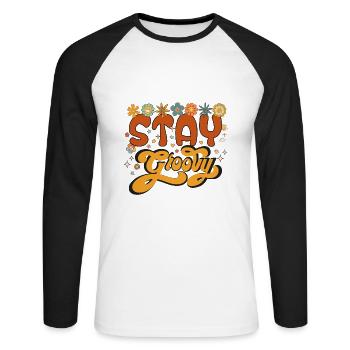 Retro Aufenthalt groovy, Süßes Halloween, Thanksgiving - Unisex Baseballshirt langarm - Weiß/Schwarz - Vorne - Nik (191cm)