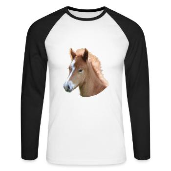 cheval - T-shirt baseball manches longues Homme - blanc/noir - Devant - Nik (191cm)