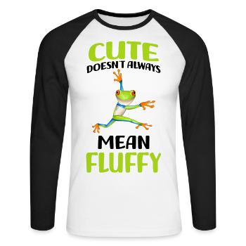 Frosch - Unisex Baseballshirt langarm - Weiß/Schwarz - Vorne - Nik (191cm)