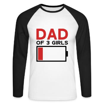 DAD OF 3 GIRLS - Unisex Long Sleeve Baseball T-Shirt - white/black - Front - Nik (191cm)