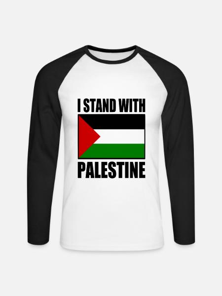 I stand with palestine - Unisex Baseballshirt langarm - Weiß/Schwarz