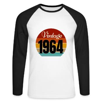 Jahrgang 1964 - Unisex Baseballshirt langarm - Weiß/Schwarz - Vorne - Nik (191cm)