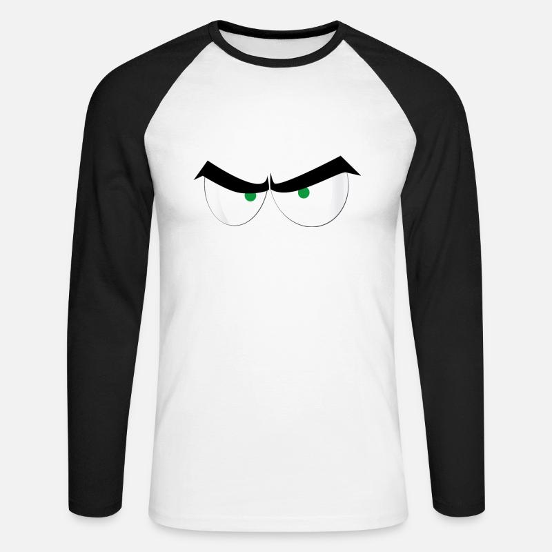 Verärgerte Augen - Unisex Baseballshirt langarm - Weiß/Schwarz