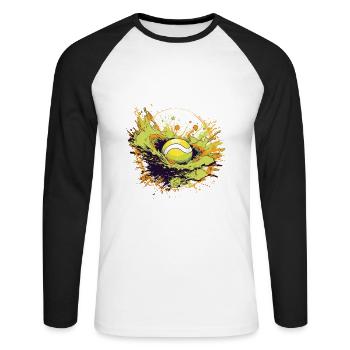 Tennis ball - Unisex Long Sleeve Baseball T-Shirt - white/black - Front - Nik (191cm)