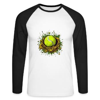 Tennis ball - Unisex Long Sleeve Baseball T-Shirt - white/black - Front - Nik (191cm)