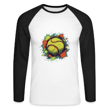 Tennis ball - Unisex Long Sleeve Baseball T-Shirt - white/black - Front - Nik (191cm)