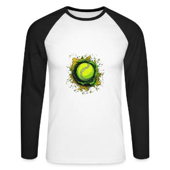 Tennis ball - Unisex Long Sleeve Baseball T-Shirt - white/black - Front - Nik (191cm)