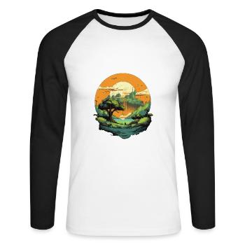 Paysage - T-shirt baseball manches longues Homme - blanc/noir - Devant - Nik (191cm)