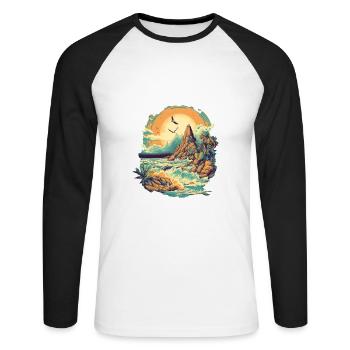 Beach - Unisex Long Sleeve Baseball T-Shirt - white/black - Front - Nik (191cm)