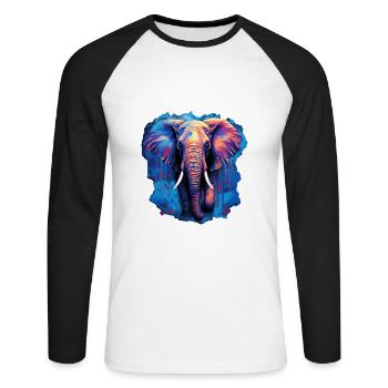 Elephant - Unisex Long Sleeve Baseball T-Shirt - white/black - Front - Nik (191cm)